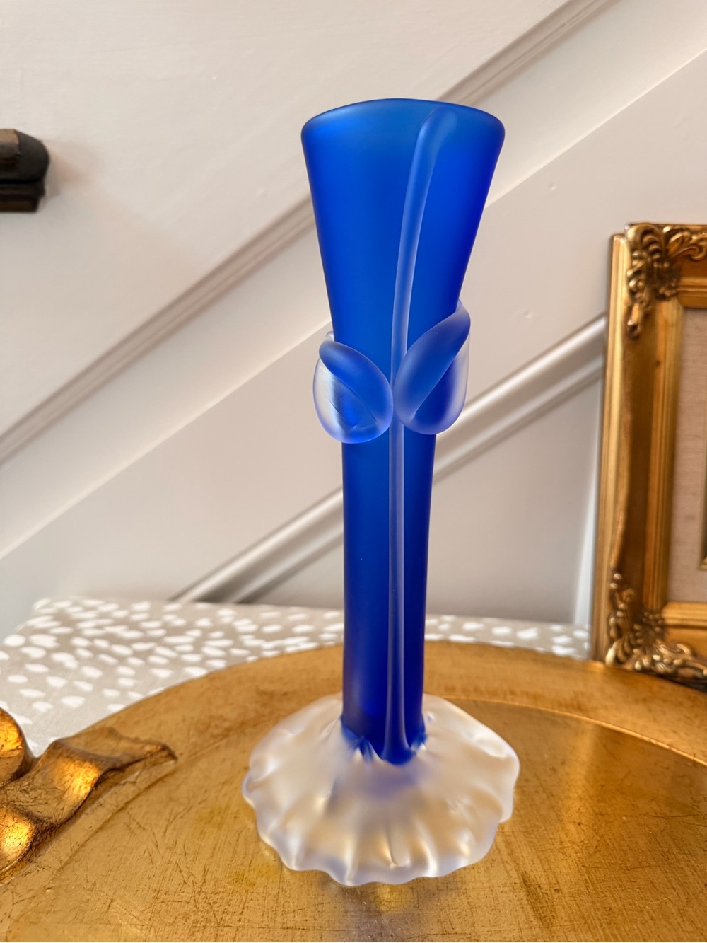 Tommie Rush Cobalt Blue Frosted Glass Vase